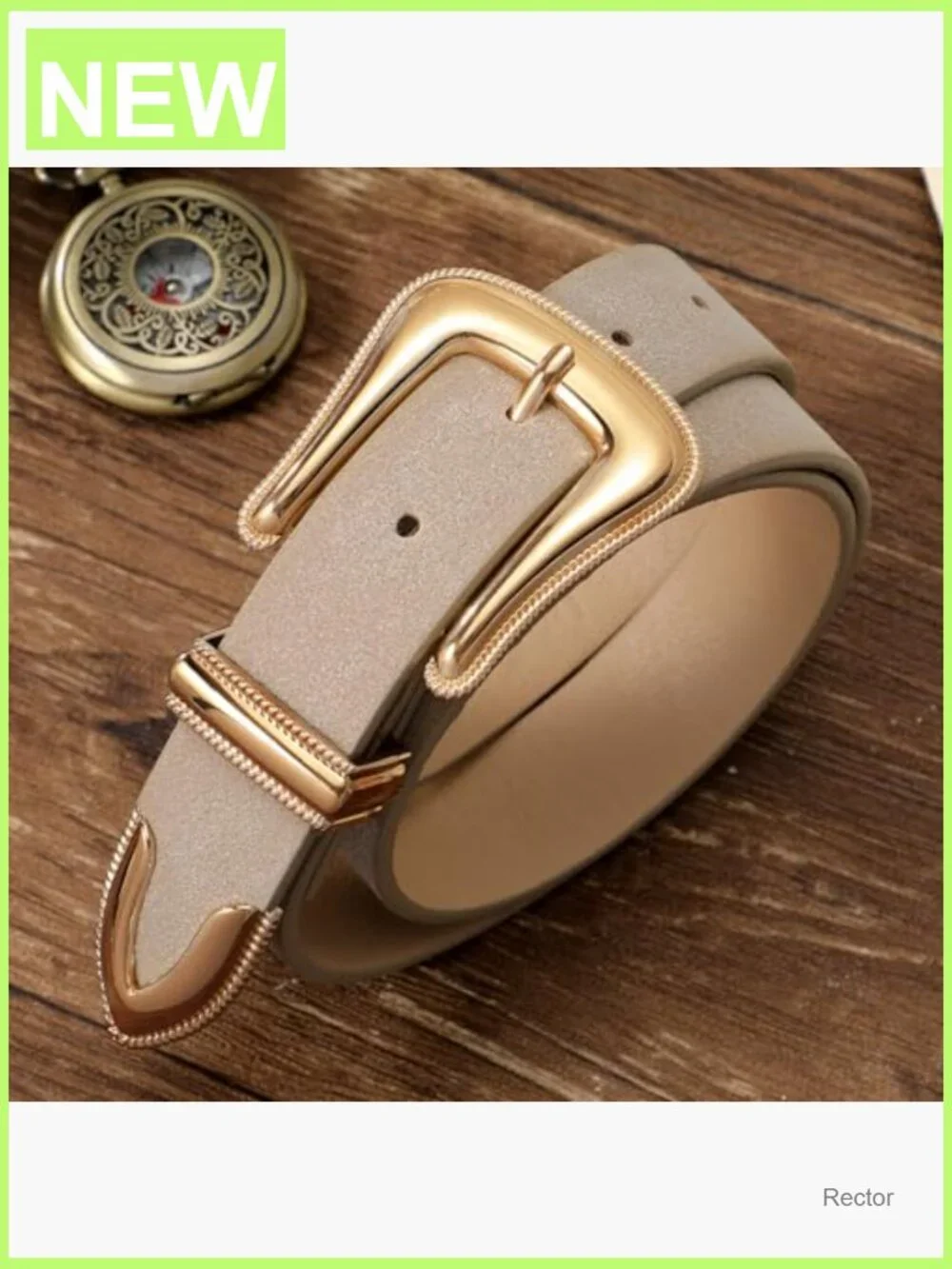 Women's Western Suede Leather Belt – Cowgirl Retro Gold Buckle